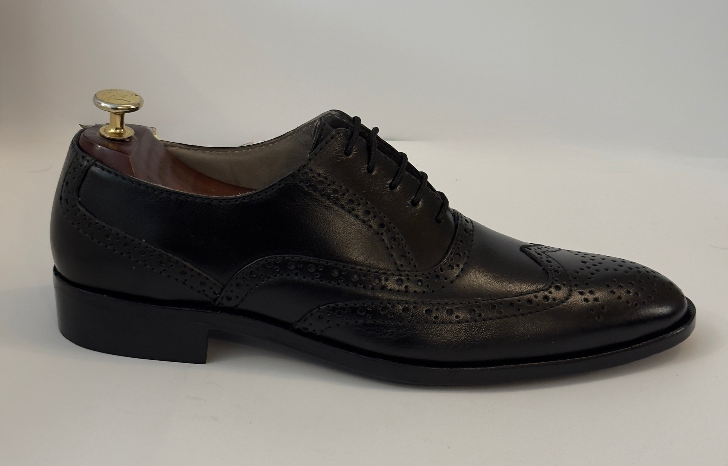 Black Wingtip Oxfords — Handcrafted with Traditional Broguing
