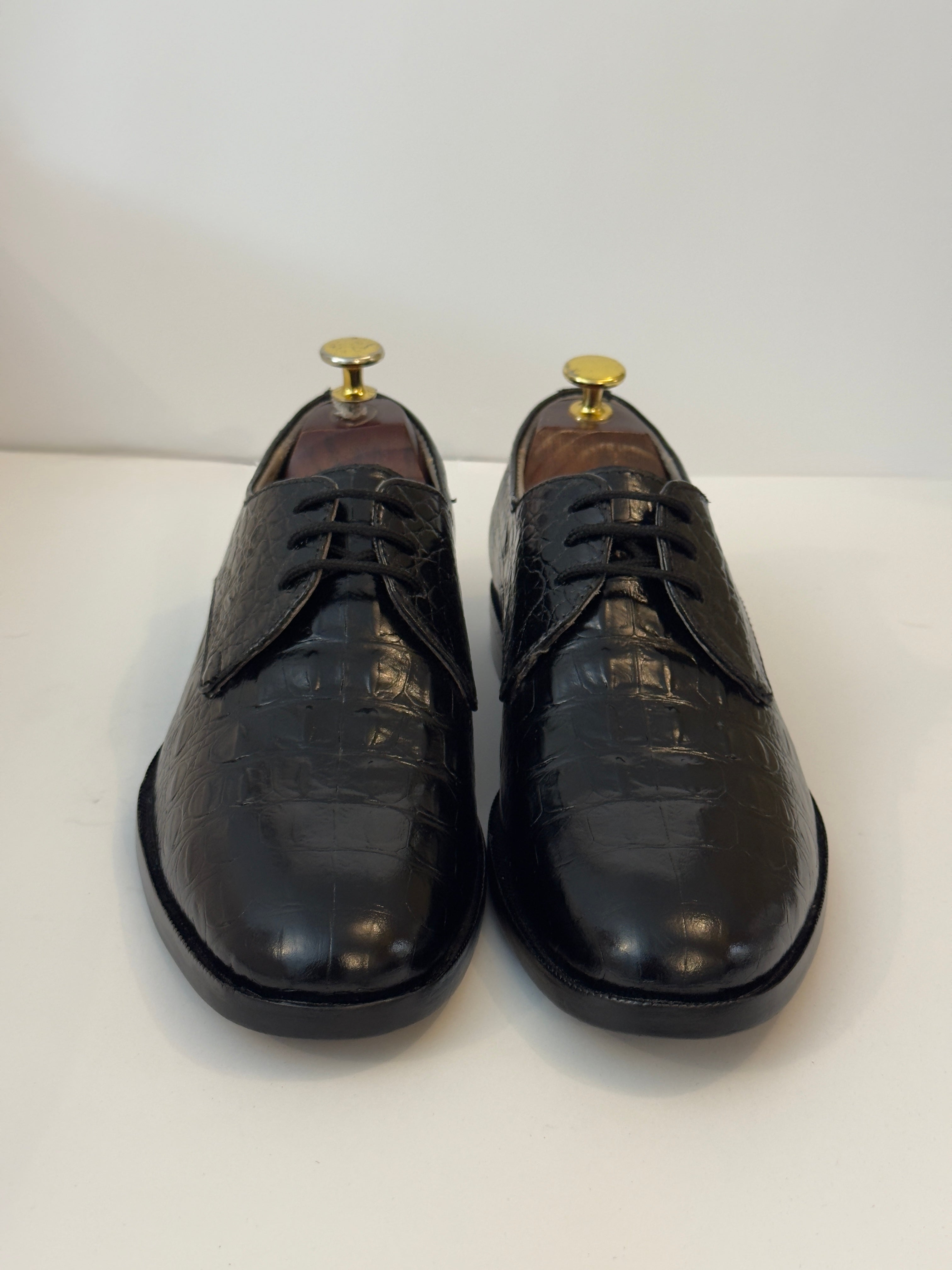 Black Crocodile Leather Derbys