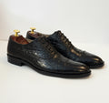 Black Cap Toe Oxfords — Handcrafted in Crocodile Leather