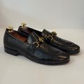 Black Crocodile Bit Loafers