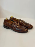 Bit Loafer – Crocodile Leather with Rust Patina & Gold Buckle